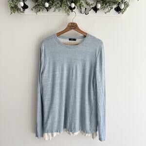 Vince Double Layer Long Sleeve Light Blue Top Lightweight Size Large 164150